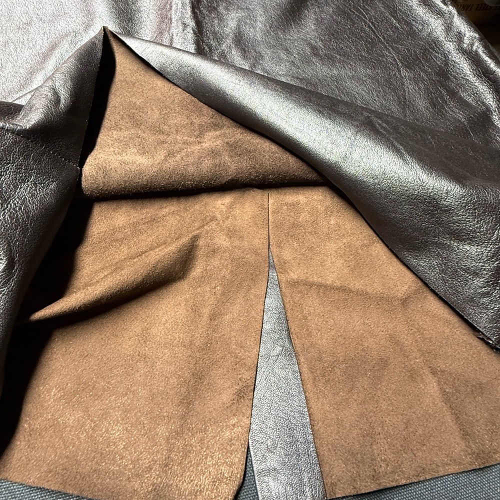 Glen Arthur By Chester, Chocolate Brown Leather Pencil Skirt View 5